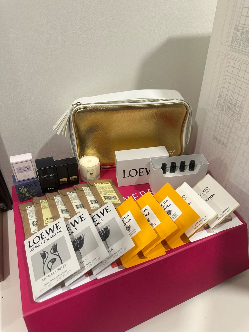 Loewe White and Gold Leather Cosmetic Case